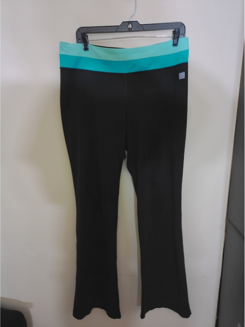 Lands' End Womens Yoga Pants Size M 10-12 Black Blue‎ Colorblock Athletic